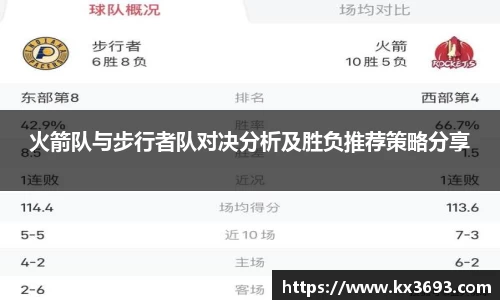 火箭队与步行者队对决分析及胜负推荐策略分享